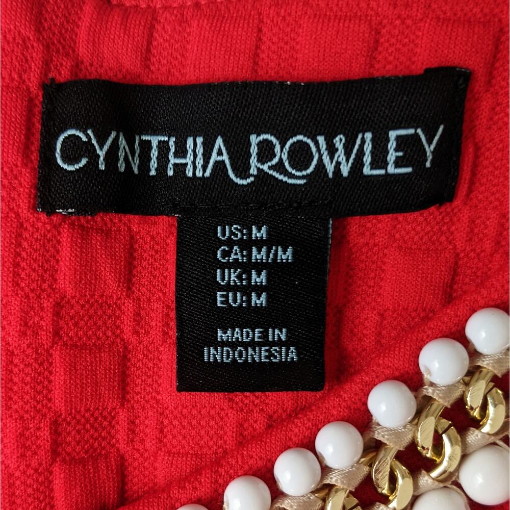 CYNTHIA ROWLEY Bright Red Cocktail Dress Size Medium - Picture 6 of 8